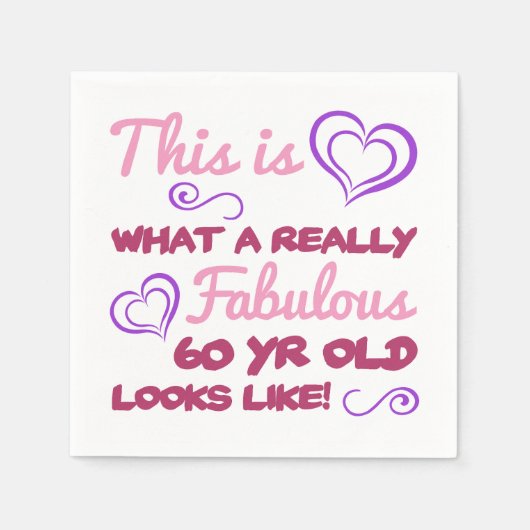 女性のための素晴らしい60誕生日 スタンダードカクテルナプキン (正面)