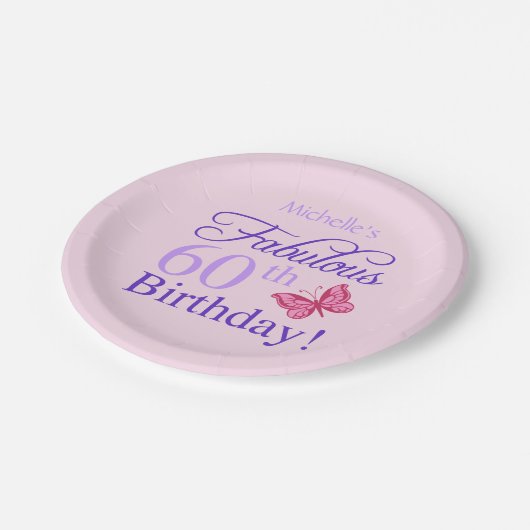 女性のための素晴らしい60誕生日 ペーパープレート (アングル)