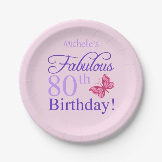 女性のための素晴らしい80誕生日 ペーパープレート (正面)