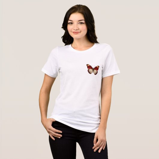 女性のための繊細な蝶ロゴTシャツ トライブレンドTシャツ (正面全面)