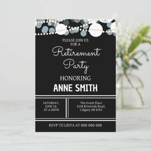 女性のための退職パーティー男性の退職夕食 招待状 (スタンド正面)