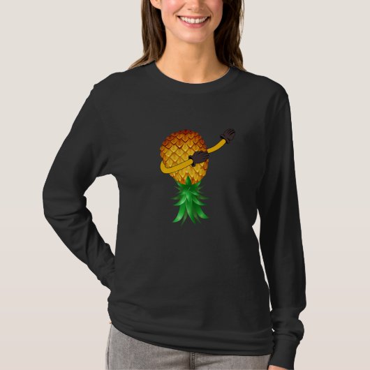 女性のための逆さまダビングパイナップルスインガー Tシャツ (正面)