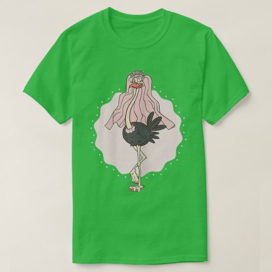 女性のための面白いダチョウの花嫁ヘンパーティー Tシャツ (デザイン正面)