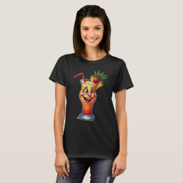 女性のための面白いノベルティトロピカル ドリンク グラフィック Tシャツ