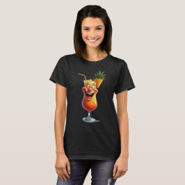 女性のための面白いノベルティトロピカル ドリンク グラフィック Tシャツ