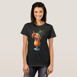 女性のための面白いノベルティ・トロピカル・ドリンク・グラフィック Tシャツ