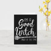 女性のための面白いハロウィンTシャツ「私は良い魔女です」 カード (黄色い花)