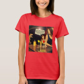 女性のための面白いTシャツ 恐竜のT-Rexとレディース・ナイト・アウト Tシャツ (正面)