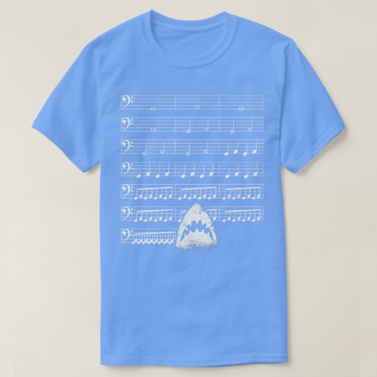 女性のための音楽サメおかしい Tシャツ (デザイン正面)