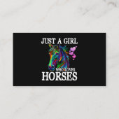 女性のための馬のギフト男の子Just a Girl Who Lov 名刺 (裏面)