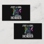 女性のための馬のギフト男の子Just a Girl Who Lov 名刺 (正面/裏面)