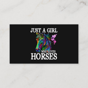 女性のための馬のギフト男の子Just a Girl Who Lov 名刺