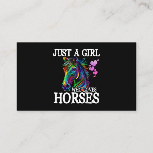 女性のための馬のギフト男の子Just a Girl Who Lov 名刺 (正面)