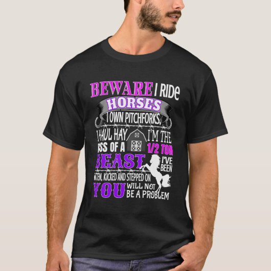 女性のための馬のシャツ馬好きギフト警戒I Ri Tシャツ (正面)