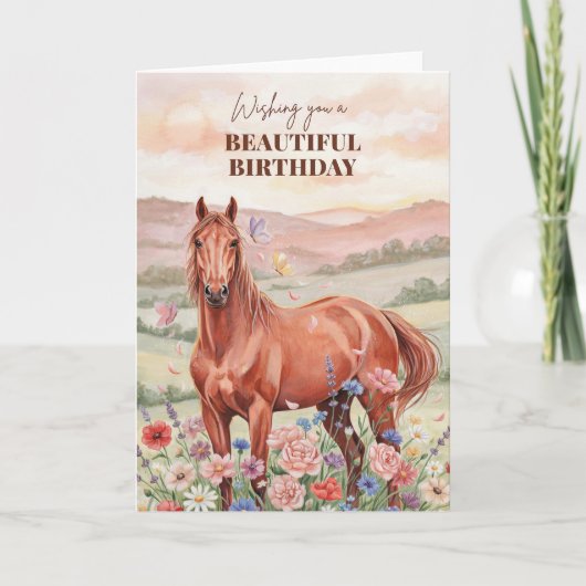 女性のための馬の誕生日カード カード (正面)
