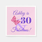 女性のための30歳の誕生日パーティー スタンダードカクテルナプキン (正面)