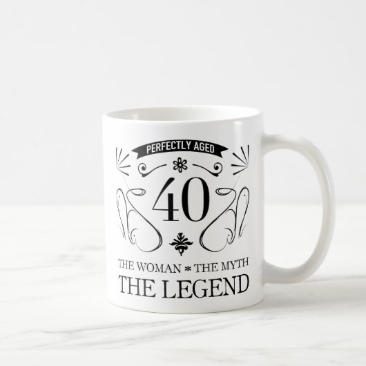 女性のための40歳の誕生日 コーヒーマグカップ (右)
