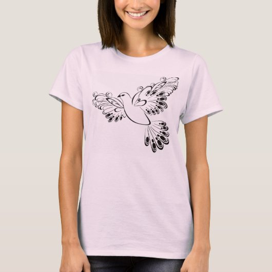 女性のための"自由な鳩"の柔らかいTシャツ Tシャツ (正面)
