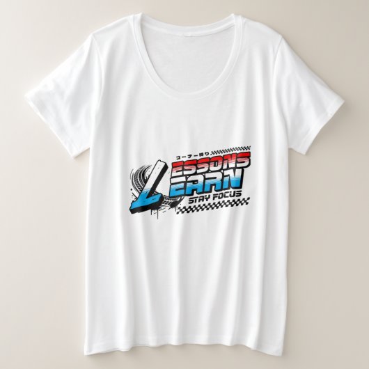 女性のためのFOCUS LESSONS LEARN プラスサイズTシャツ (デザイン正面)