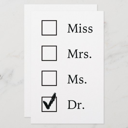 女性のためのPhDのギフト 便箋 (正面/裏面)