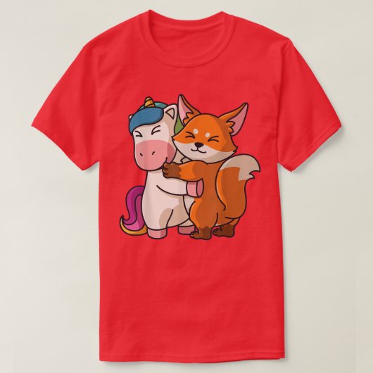女性のためのUnicornとFoかわいい動物Huggi Tシャツ (デザイン正面)