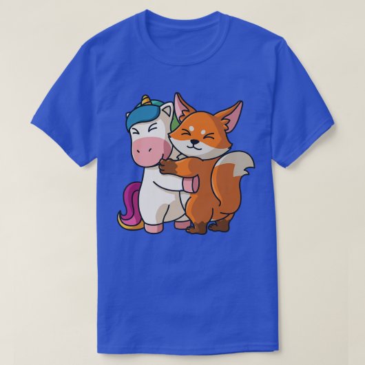 女性のためのUnicornとFoかわいい動物Huggi Tシャツ (デザイン正面)