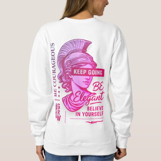 女性のやる気を起こさせるフード付きスウェットシャツ勇気 スウェットシャツ (裏面)