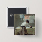 女性のアイロンをかけること 缶バッジ (正面&裏面)