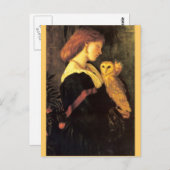 女性のアメリカオオコノハズクの旧式な絵画 ポストカード (正面/裏面)