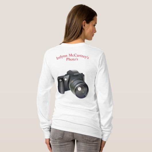 女性のアメリカ国旗長袖Tシャツ Tシャツ (裏面フル)