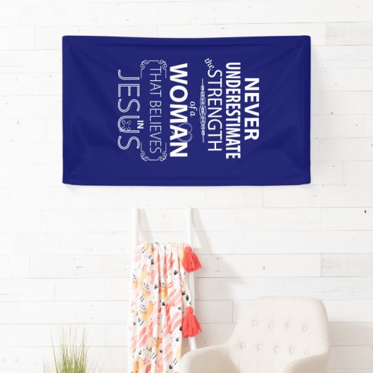 女性のイエス・キリストの旗の強さで信じて下さい 横断幕 (インサイチュ)