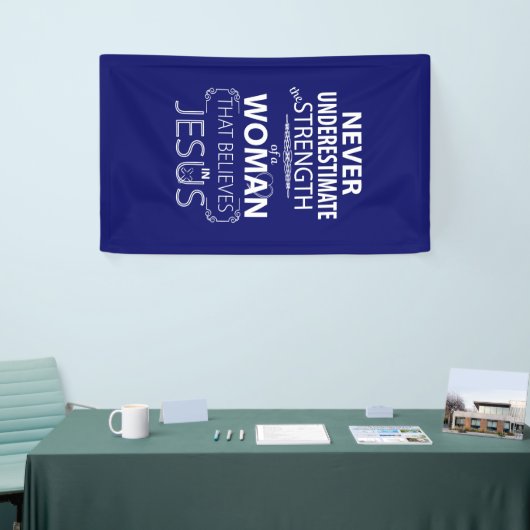 女性のイエス・キリストの旗の強さで信じて下さい 横断幕 (トレードショー)