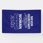 女性のイエス・キリストの旗の強さで信じて下さい 横断幕 (横)