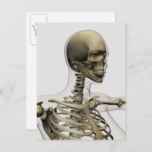 女性のイラストレーションの医学的スカルと ポストカード (正面/裏面)