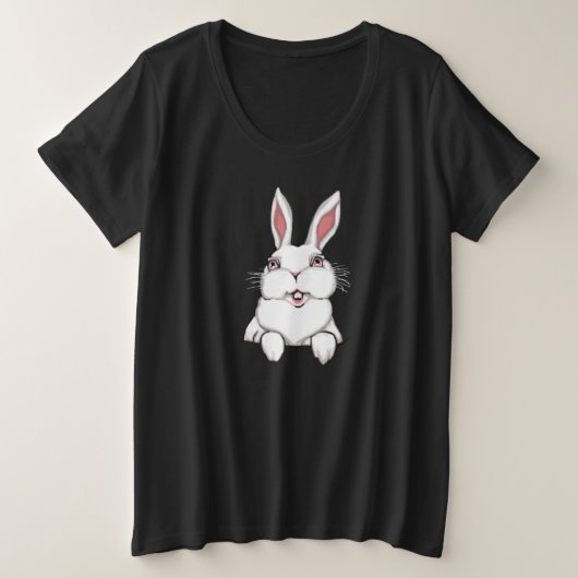 女性のイースターシャツポケットバニープラスサイズシャツ プラスサイズTシャツ (デザイン正面)