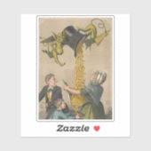 女性のエプロンに金ゴールドコインを注ぐ悪魔 シール (シート)