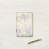 女性のエプロンに金ゴールドコインを注ぐ悪魔 ポストイット (デスク上)