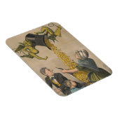 女性のエプロンに金ゴールドコインを注ぐ悪魔 マグネット (右側)