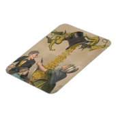 女性のエプロンに金ゴールドコインを注ぐ悪魔 マグネット (左側)