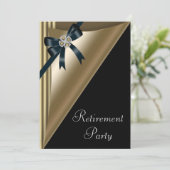 女性のエレガントなブラックゴールドダイヤモンド引退パーティー 招待状 (スタンド正面)