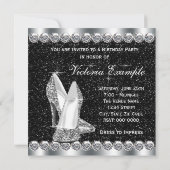 女性のエレガントなブラック40歳の誕生日パーティー 招待状 (裏面)