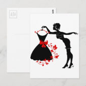 女性のエレガントシルスタイリッシュエットをドレスで固定する ポストカード (正面/裏面)