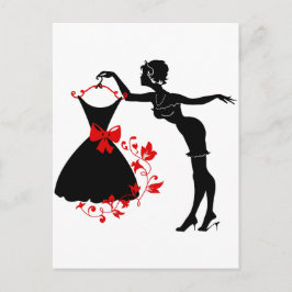 女性のエレガントシルスタイリッシュエットをドレスで固定する ポストカード