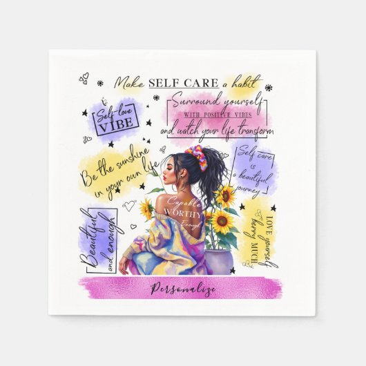 女性のエンパワーメインスパイアント前向き確認 スタンダードカクテルナプキン (正面)