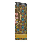 女性のエンパワーメントレトロ60sおよび70sフローラ黄色 タンブラー (回転右)