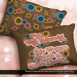 女性のエンパワーメントレトロ60sおよび70sフローラ アクセントクッション