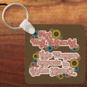 女性のエンパワーメントレトロ60sおよび70sフローラ キーホルダー (正面)