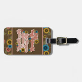 女性のエンパワーメントレトロ60sおよび70sフローラ ラゲッジタグ (正面横)