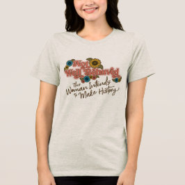 女性のエンパワーメント手書き入力レトロヒッピーフローラ トライブレンドTシャツ