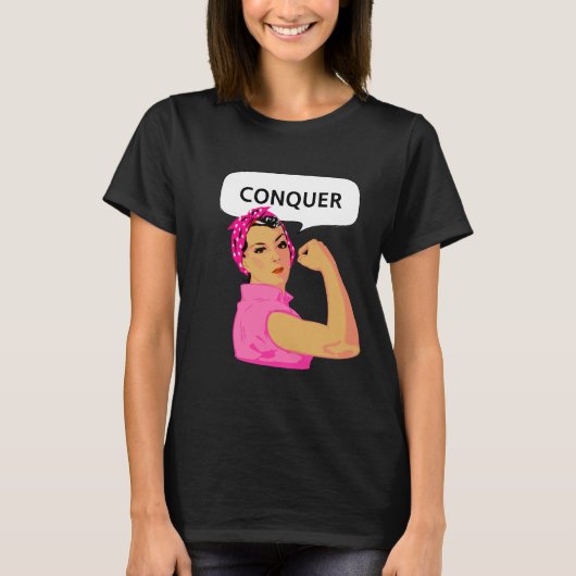女性のエンパワーメント+征服の編集可能なテキスト Tシャツ (正面)